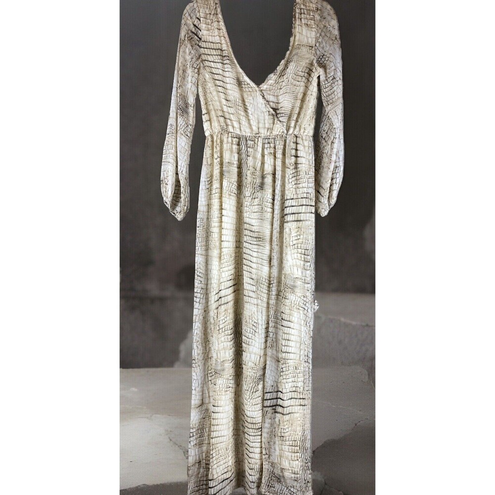 Asher By Fab'rik Women's Sz M Alligator Pattern Layered Long Sleeve Maxi Dress